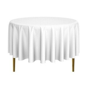 Round Tablecloths for Circular Table in White Washable Polyester (108" Inch)